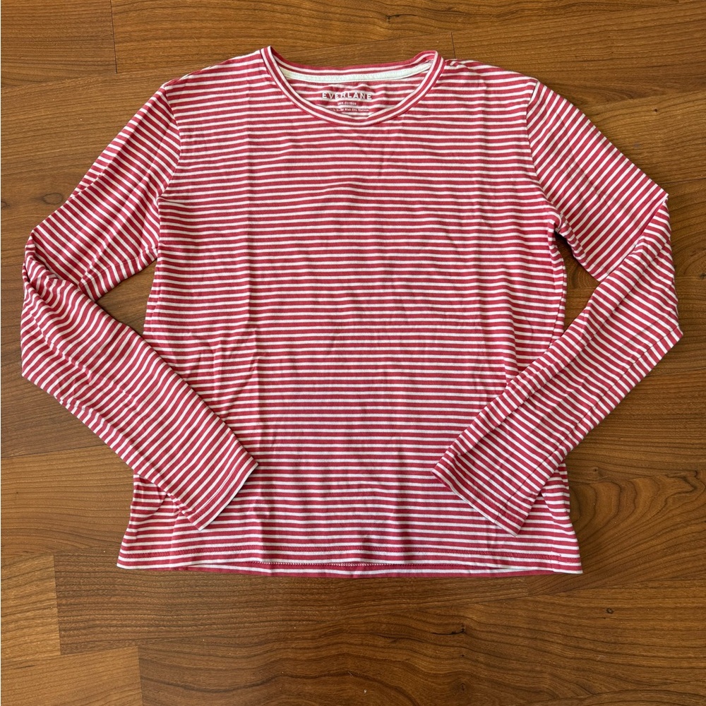 Everlane Pink and White Striped Cotton Top